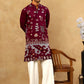 Silk Blend Floral Embroidered Kurta Pyjama Set ( JOKP PJ11W 5140Wine )