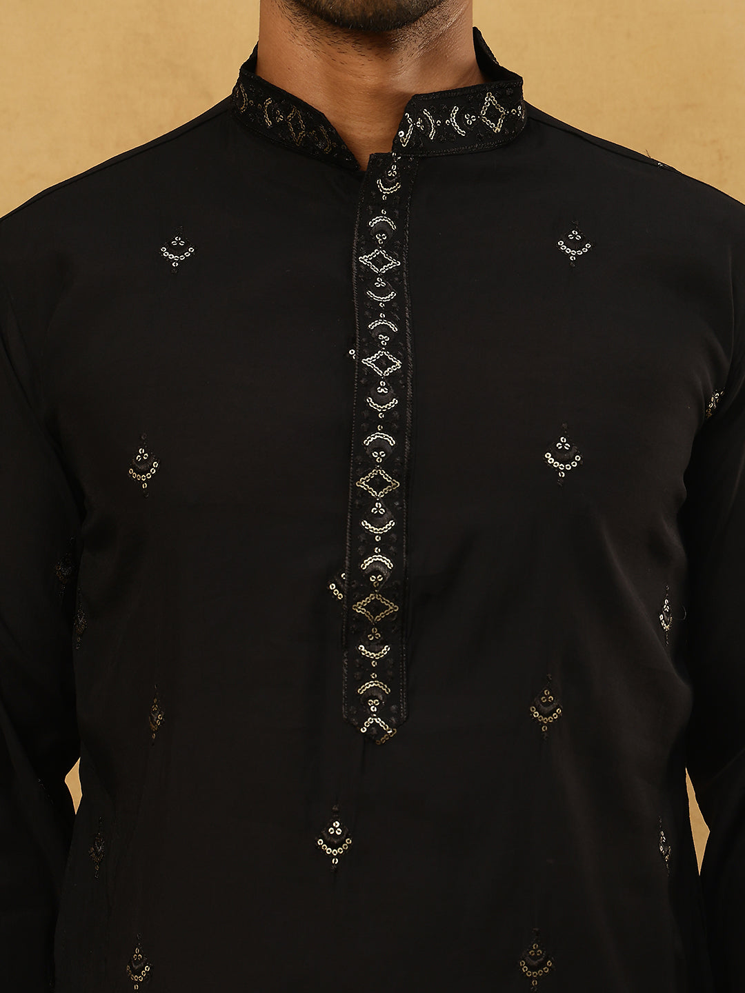 Silk Blend Embroidered Kurta Pyjama with Dupatta ( JOKP PJ11B D 5088Black )