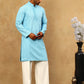 Men’s Cotton Chikankari Sequins Kurta Set ( JOKP PJ11W 5006Blue )