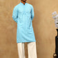 Men’s Cotton Chikankari Sequins Kurta Set ( JOKP PJ11W 5006Blue )