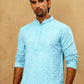 Men’s Cotton Chikankari Sequins Kurta Set ( JOKP PJ11W 5006Blue )