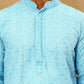 Men’s Cotton Chikankari Sequins Kurta Set ( JOKP PJ11W 5006Blue )