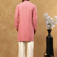 Men’s Cotton Chikankari Sequins Kurta Set ( JOKP PJ11W 5006Coral )