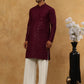 Men’s Cotton Chikankari Sequins Kurta Set ( JOKP PJ11W 5006Purple )