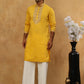 Men’s Silk Blend Embroidered Kurta Pyjama Set ( JOKP PJ11W 5046Yellow )