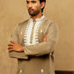 Silk Blend Embroidered Ethnic Kurta Pyjama Set ( JOKP PJ11W 5075Beige )