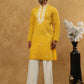Silk Blend Embroidered Ethnic Kurta Pyjama Set ( JOKP PJ11W 5075Mustard )