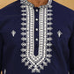 Silk Blend Embroidered Ethnic Kurta Pyjama Set ( JOKP PJ11W 5075Navy )