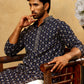 Viscose Rayon Embroidered Sequin Kurta Pyjama ( JOKP PJ11W 5127Navy )