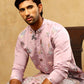 Silk Blend Floral Embroidered Kurta Pyjama Set ( JOKP PJ11W 5140Purple )