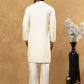 Silk Blend Floral Embroidered Kurta Pyjama Set ( JOKP PJ11W 5140White )