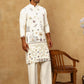 Silk Blend Floral Embroidered Kurta Pyjama Set ( JOKP PJ11W 5140White )