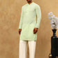 Men’s Chikankari Cotton Kurta Pyjama Set ( JOKP PJ11W 626Green )
