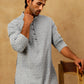 Men’s Chikankari Cotton Kurta Pyjama Set ( JOKP PJ11W 626Grey )