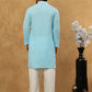 Men’s Chikankari Cotton Kurta Pyjama Set ( JOKP PJ11W 626Sky )