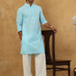 Men’s Chikankari Cotton Kurta Pyjama Set ( JOKP PJ11W 626Sky )