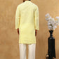 Men’s Chikankari Cotton Kurta Pyjama Set ( JOKP PJ11W 626Yellow )