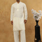 Chikankari Embroidered Kurta Pyjama Set ( JOKP PJ11W 640Cream )