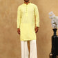 Chikankari Embroidered Kurta Pyjama Set ( JOKP PJ11W 640Lemon )