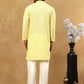 Chikankari Embroidered Kurta Pyjama Set ( JOKP PJ11W 640Lemon )