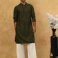 Chikankari Embroidered Kurta Pyjama Set ( JOKP PJ11W 640Olive )