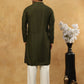 Chikankari Embroidered Kurta Pyjama Set ( JOKP PJ11W 640Olive )