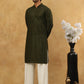 Chikankari Embroidered Kurta Pyjama Set ( JOKP PJ11W 640Olive )