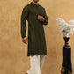 Chikankari Embroidered Kurta Pyjama Set ( JOKP PJ11W 640Olive )
