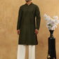 Chikankari Embroidered Kurta Pyjama Set ( JOKP PJ11W 640Olive )