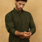 Chikankari Embroidered Kurta Pyjama Set ( JOKP PJ11W 640Olive )