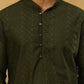 Chikankari Embroidered Kurta Pyjama Set ( JOKP PJ11W 640Olive )