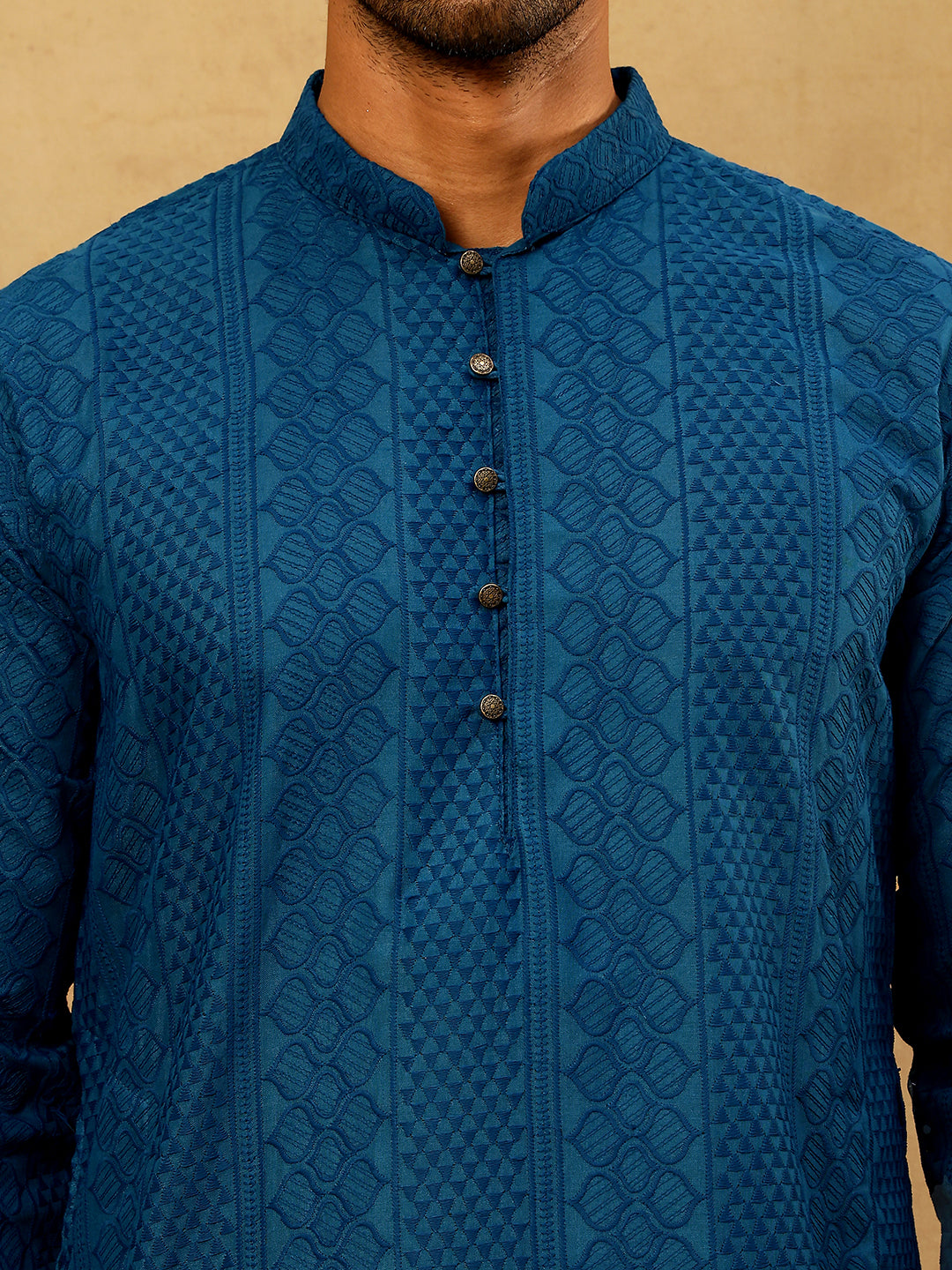 Chikankari Embroidered Kurta Pyjama Set ( JOKP PJ11W 640Teal )