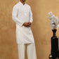 Chikankari Embroidered Kurta Pyjama Set ( JOKP PJ11W 640White )
