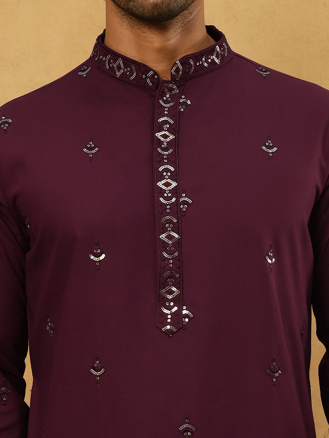 Silk Blend Embroidered Kurta Pyjama with Dupatta ( JOKP PJ11W D 5088Purple )