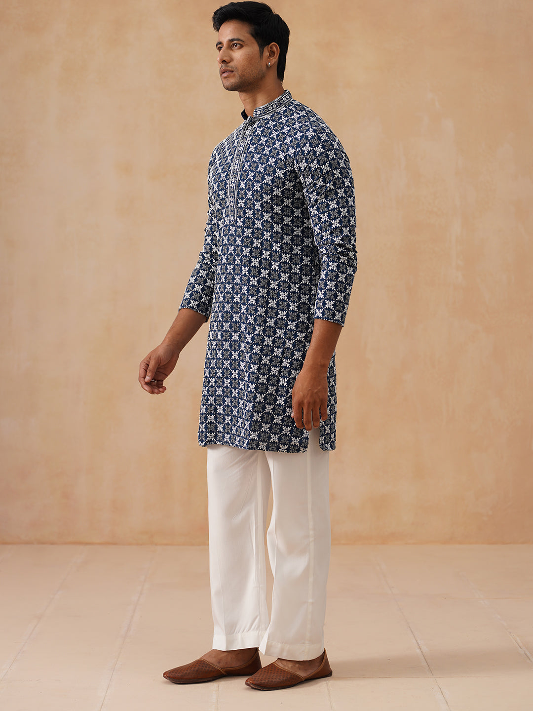 Embroidered Kurta Pyjama for Men ( JOKP PJ11-W 5092 PJ11-W 5092Peacock )