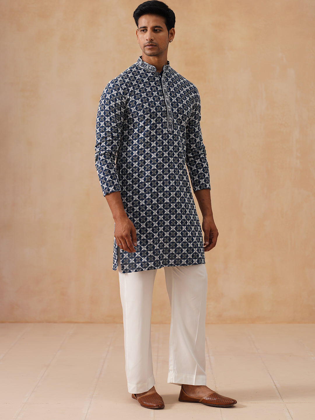 Embroidered Kurta Pyjama for Men ( JOKP PJ11-W 5092 PJ11-W 5092Peacock )