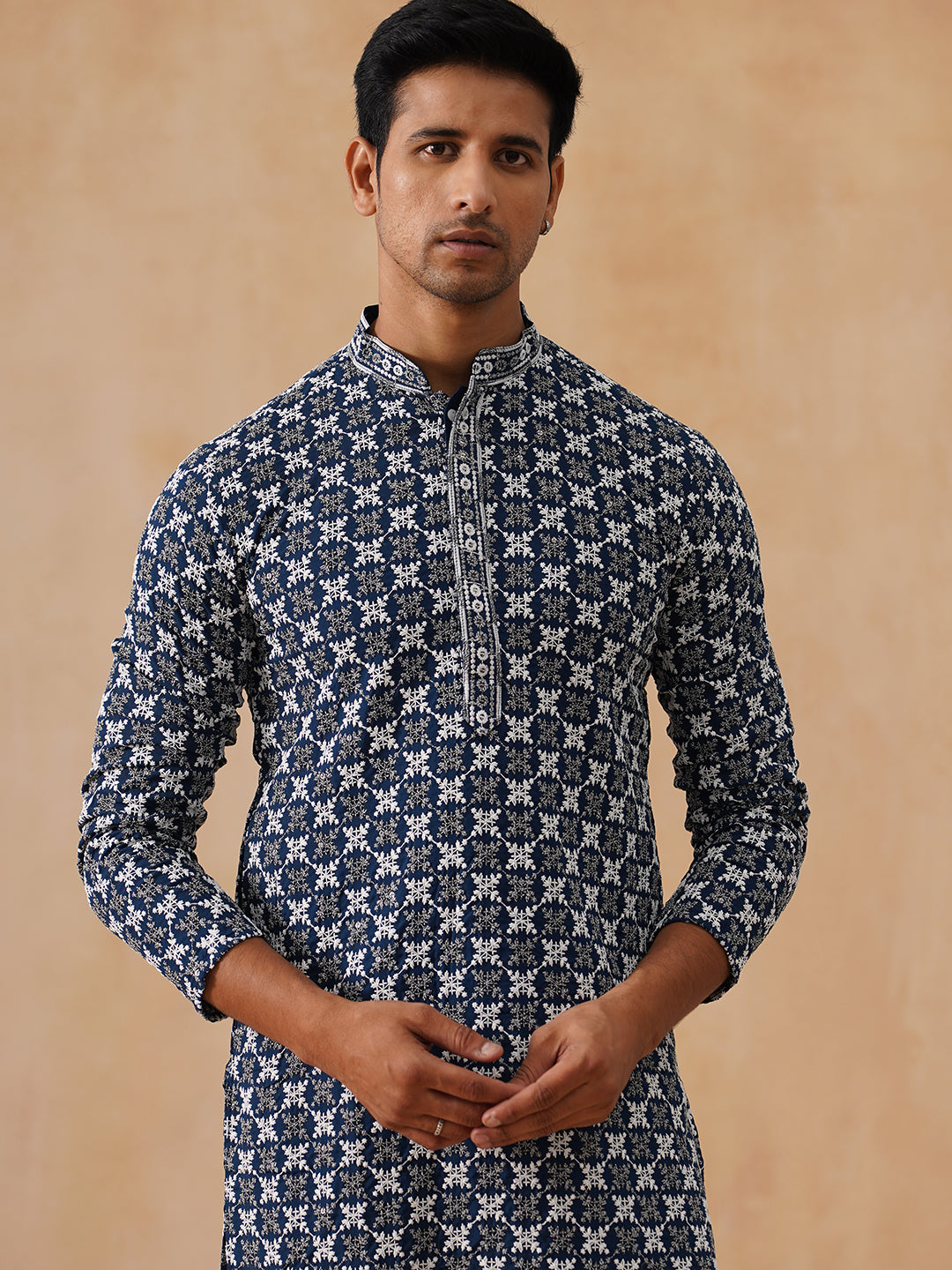 Embroidered Kurta Pyjama for Men ( JOKP PJ11-W 5092 PJ11-W 5092Peacock )