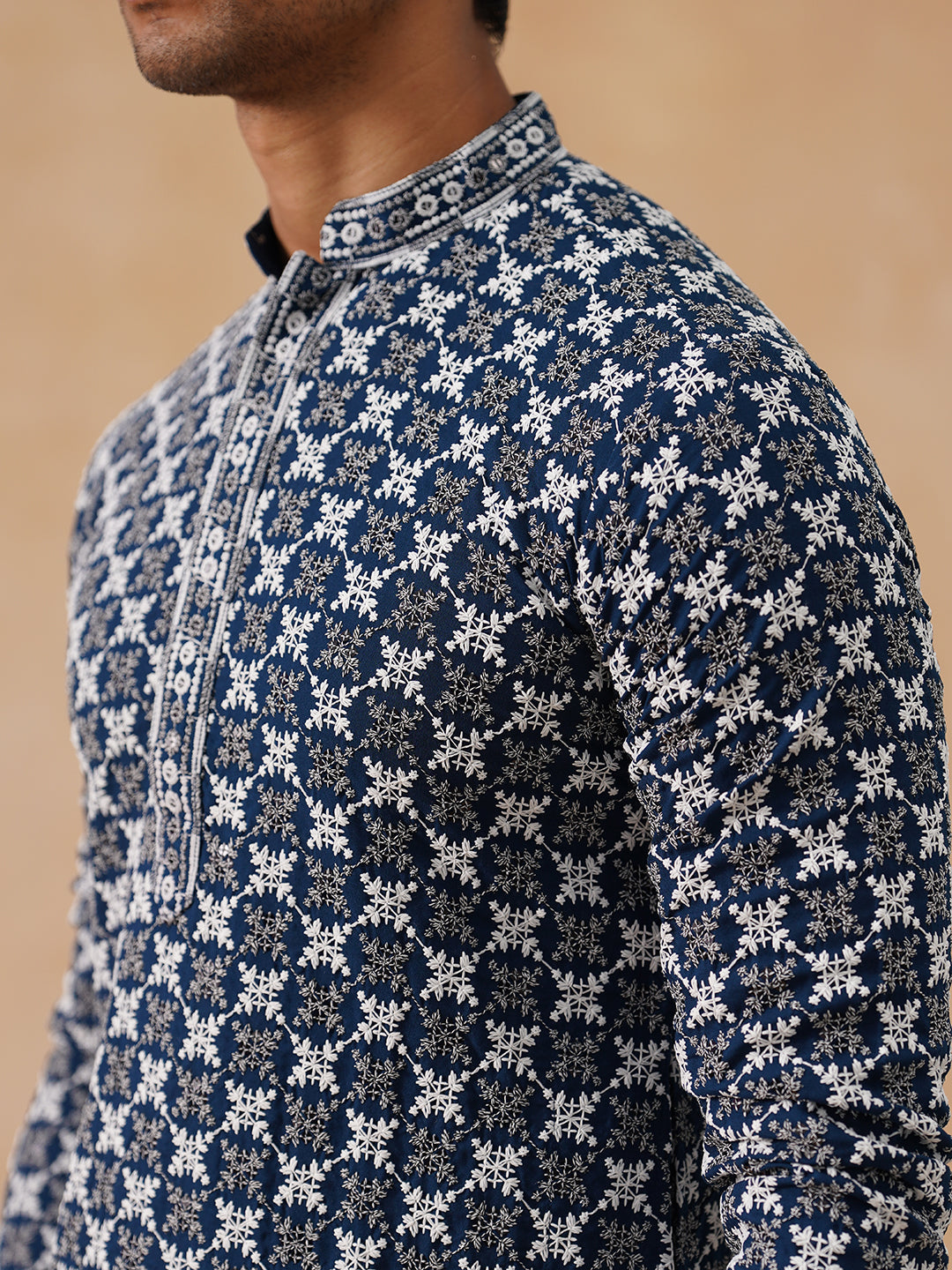 Embroidered Kurta Pyjama for Men ( JOKP PJ11-W 5092 PJ11-W 5092Peacock )