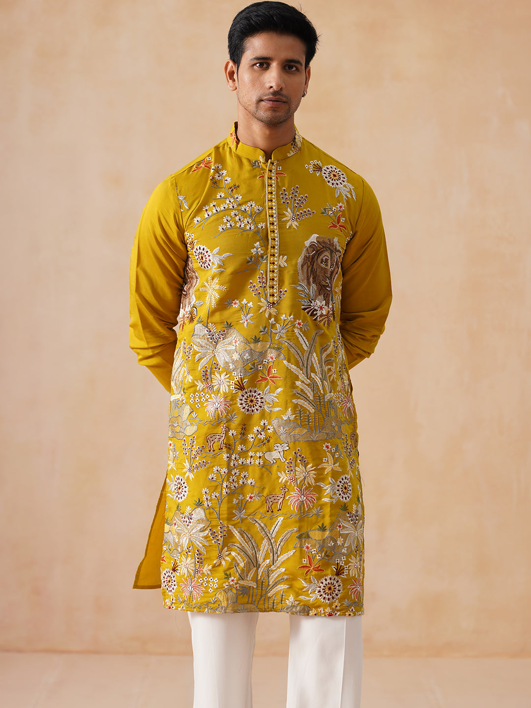 Floral Embroidered and Sequins Kurta Set ( JOKP PJ11-W 5138 PJ11-W 5138Mustard )
