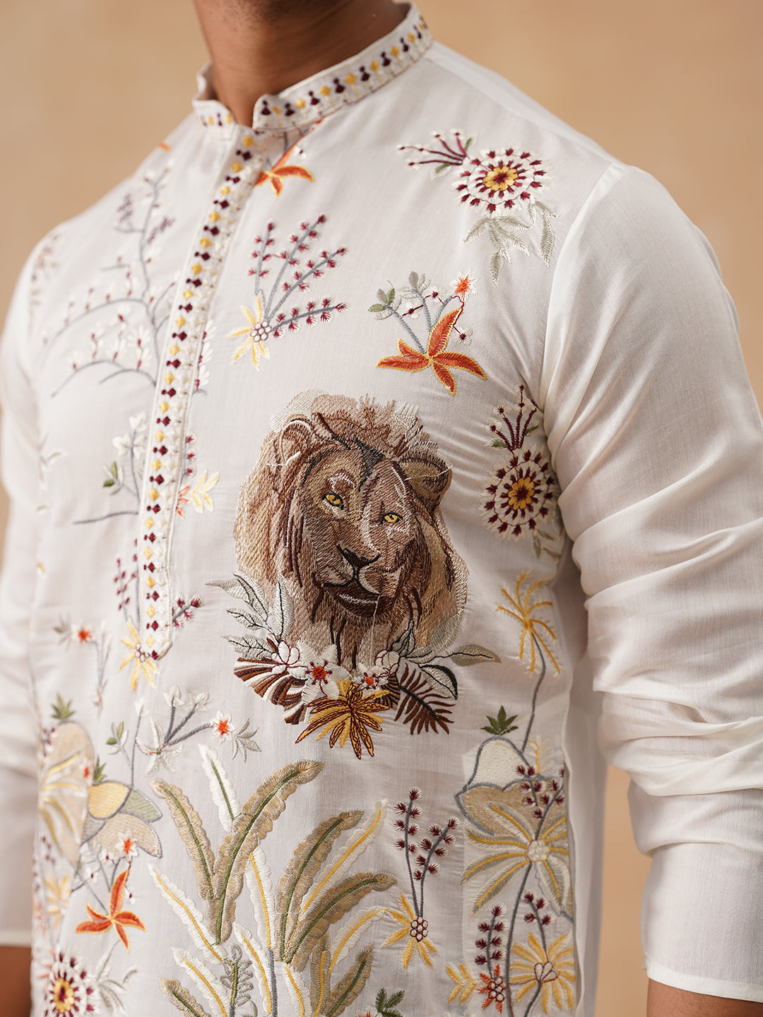 Floral Embroidered and Sequins Kurta Set (JOKP PJ11-W 5138 White )
