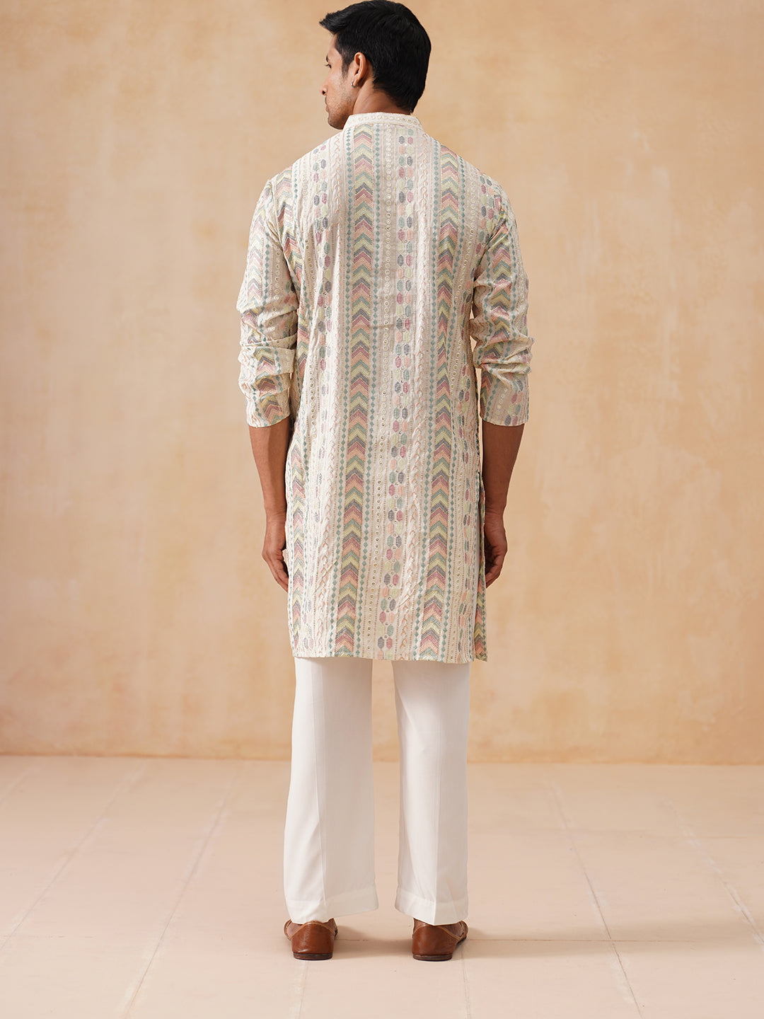 Embroidered and Sequins Kurta Pyjama Set for Men (JOKP PJ11-W 5161 White )