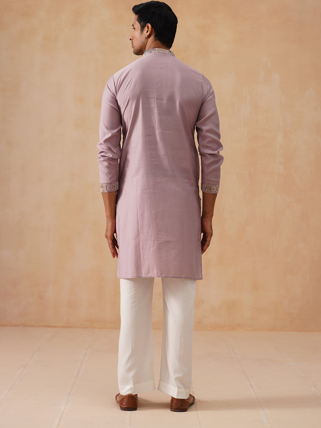 Embroidered Straight Kurta Set For Men ( JOKP PJ11-W 5174 PJ11-W 5174Peach )
