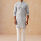 Embroidered & Sequence Kurta Pyjama for Men ( JOKP PJ11-W 5177 PJ11-W 5177Light-Grey )