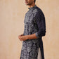 Embroidered Straight Kurta Pyjama Set For Men ( JOKP PJ11-W 5180 PJ11-W 5180Navy )