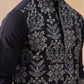 Embroidered Straight Kurta Pyjama Set For Men ( JOKP PJ11-W 5180 PJ11-W 5180Navy )