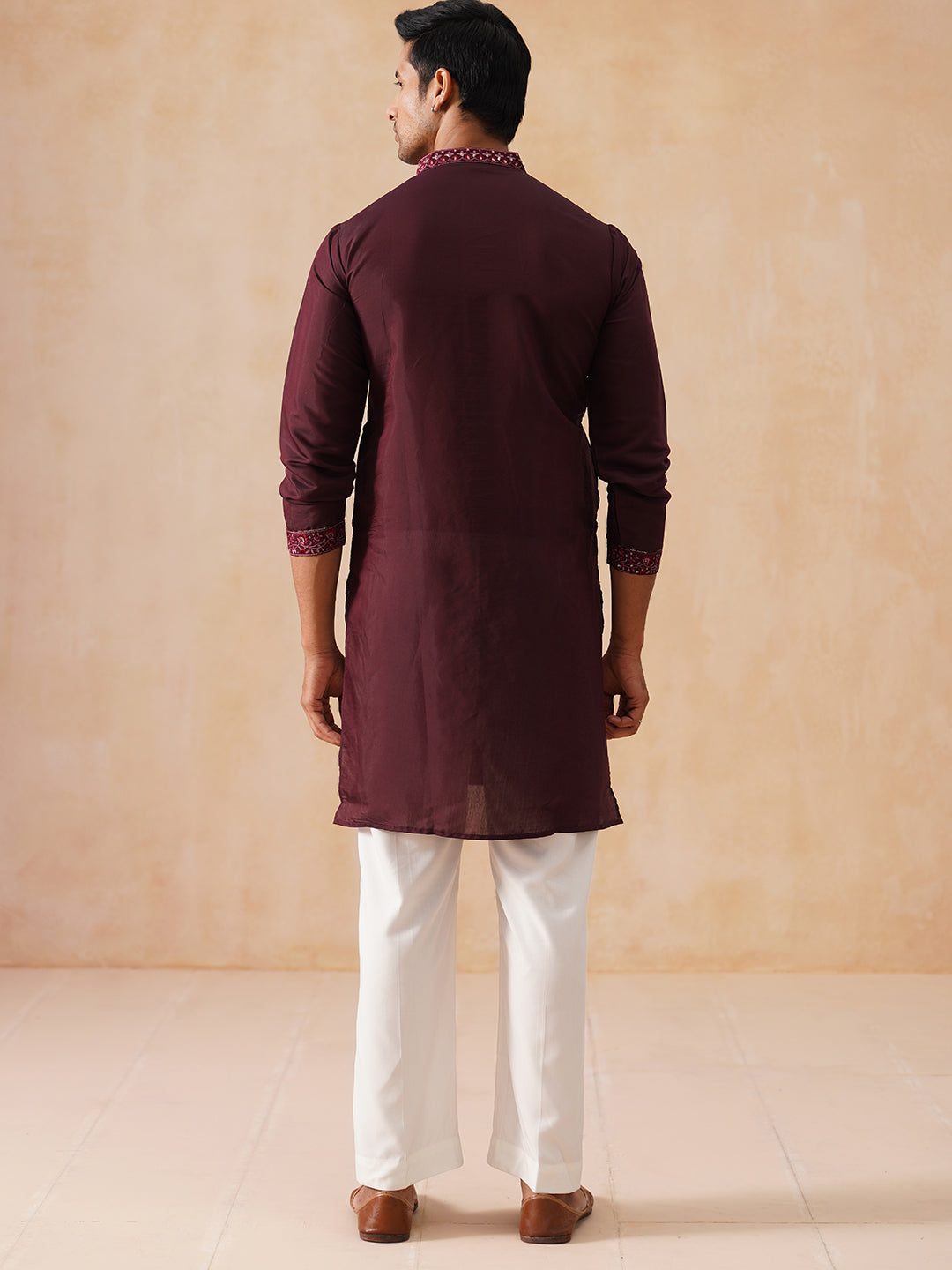 Embroidered Straight Kurta Pyjama Set For Men (JOKP PJ11-W 5180 Purple )