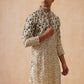 Men's Cream Embroidered Kurta Pyjama Set ( JOKP PJ11-W 5267 PJ11-W 5267Cream )