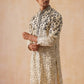Men's Cream Embroidered Kurta Pyjama Set ( JOKP PJ11-W 5267 PJ11-W 5267Cream )