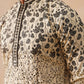 Men's Cream Embroidered Kurta Pyjama Set ( JOKP PJ11-W 5267 PJ11-W 5267Cream )