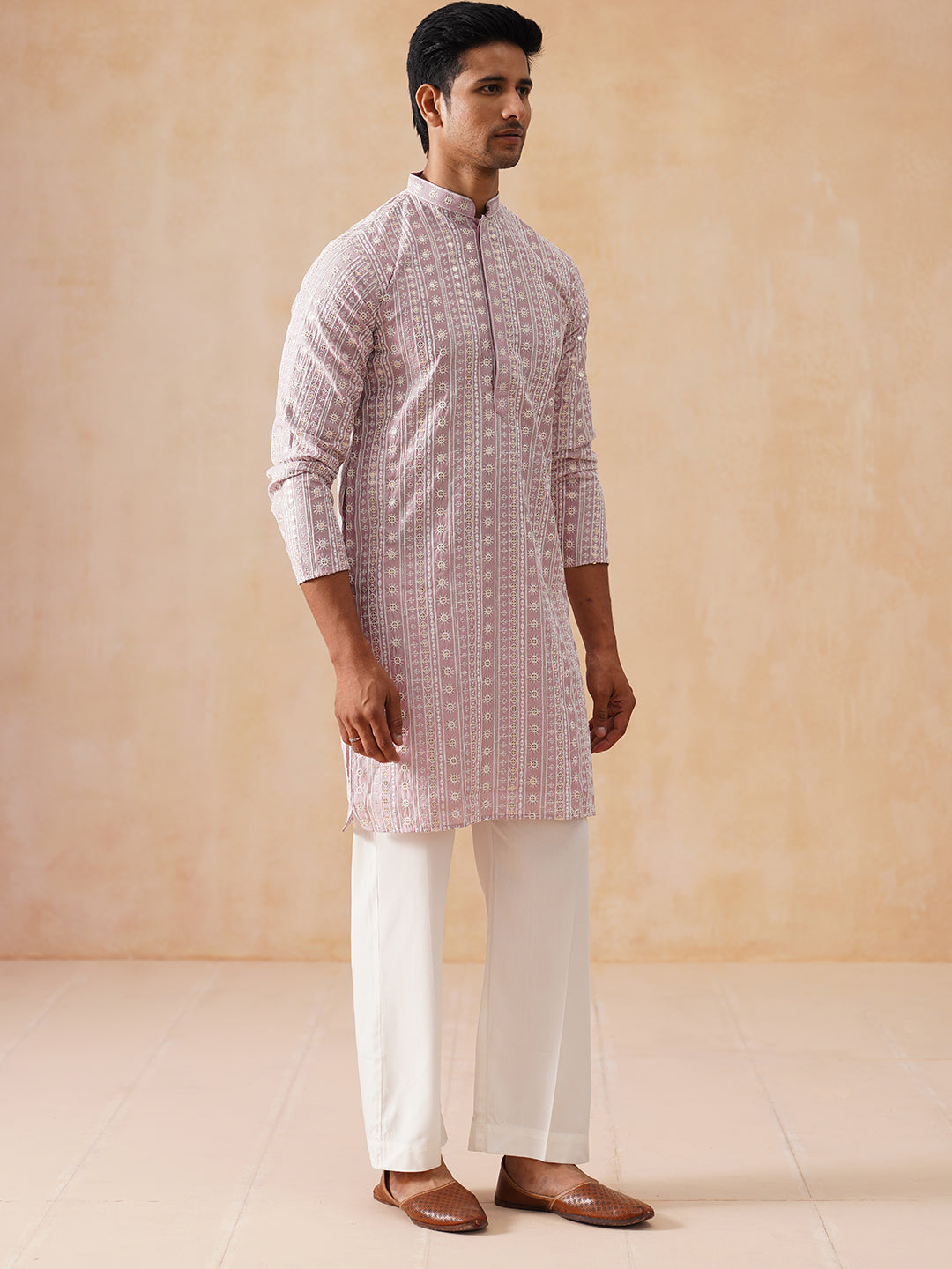 Pink Kurta Set with White Thread Embroidery ( JOKP PJ11-W 5280 PJ11-W 5280Magenta )